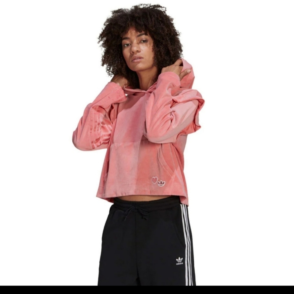 ADIDAS Originals Bellista Crop Velour Hoodie